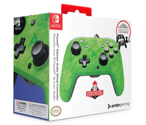 Pdp Gaming Faceoff Deluxe + Audio Wired Controller (zöld)